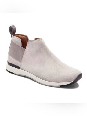 Vionic Cece Ankle Boot Sneaker Women 8.5 Gray Suede Slip On Comfort Leather Shoe